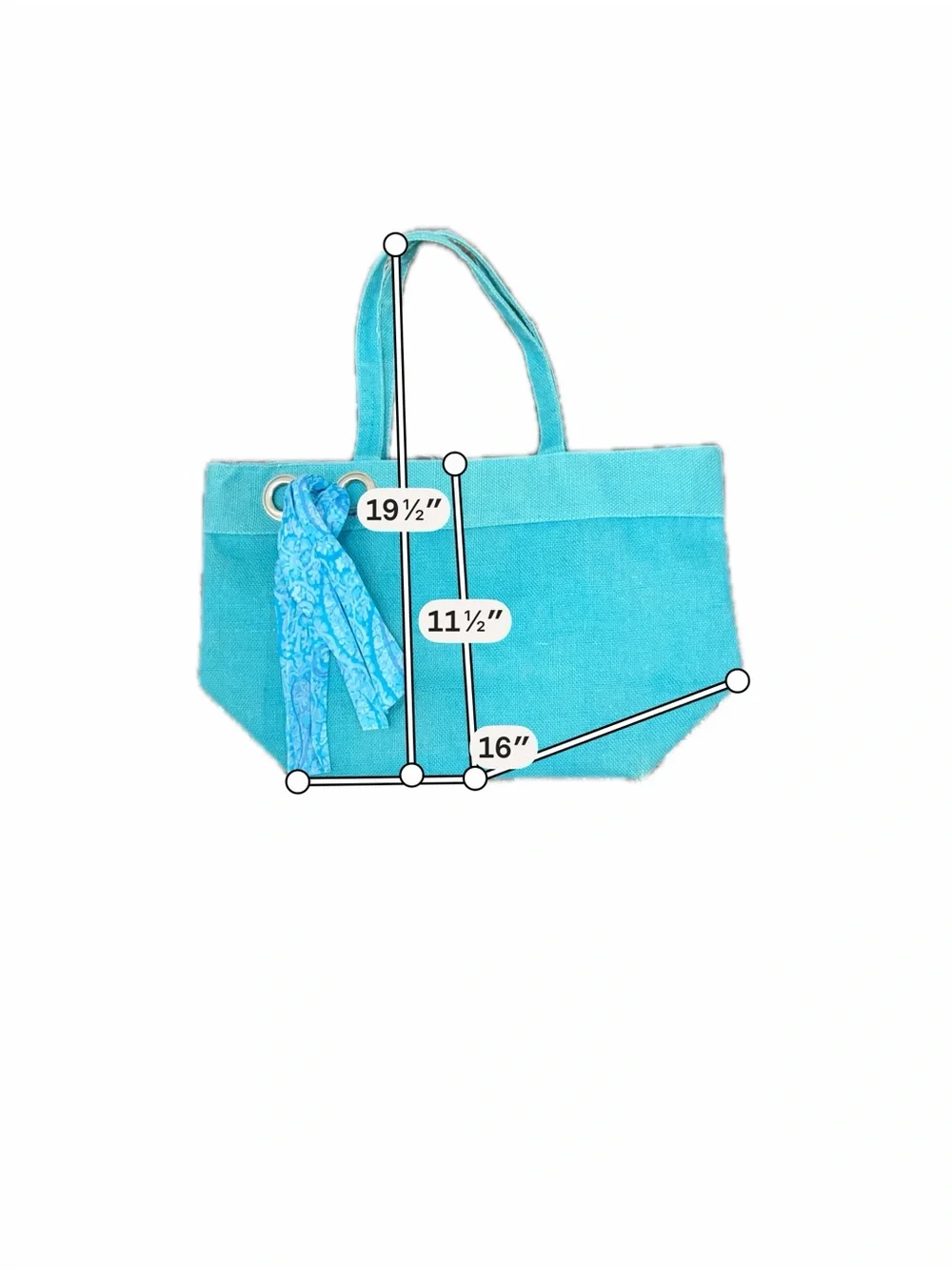 Murval Turquoise Woven Tote Handbag Blue Scarf Accent Summer Beach Bag